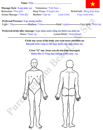 Sample Massage Client form